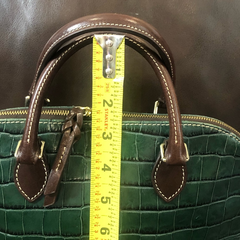 DOONEY & BOURKE Turquoise Croc Embossed & Brown Leather Handles Dome Hand Bag - Picture 13 of 17